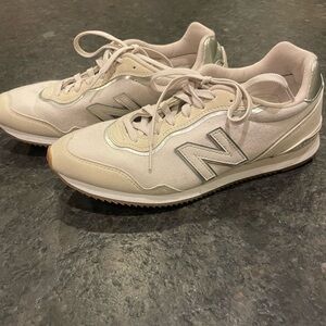 New Balance Beige and Silver Sneakers